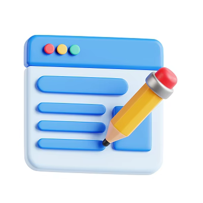 Decorative Ornament Set Featuring Blue Calendar Yellow Pencil Colored Dots And Stripes 3d model