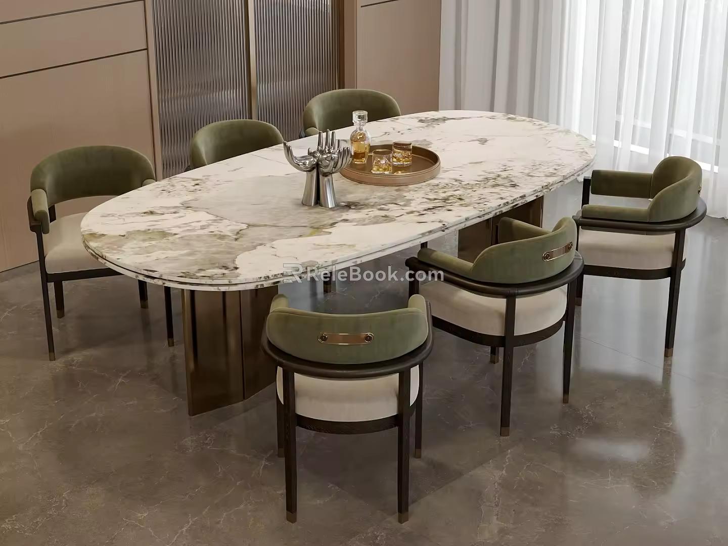 Modern Dining Table and Chair 3d model