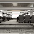 Modern Conference Room Interior With Spacious Layout Arranged Tables Chairs Linear Lighting And Projection Screen