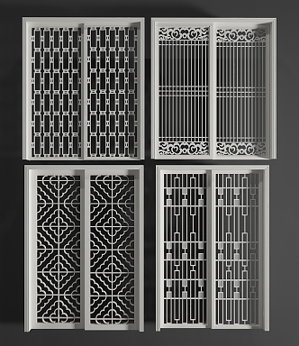 New Chinese-style sliding door 3d model