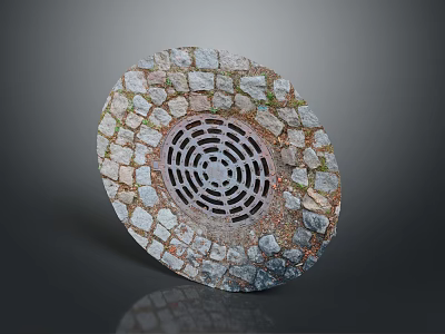 Round Stone Mosaic Wall Decor With Central Grille And Natural Textured Pattern 3d model