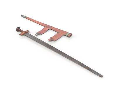 Ancient Metal Long Sword And Crossbow Accessory Historical Weapon Design View 3d model