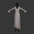 Elegant Striped Long Sleeve V Neck Maxi Dress For Women
