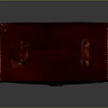 Red Leather Briefcase With Handle Golden Lock And Stitching Details