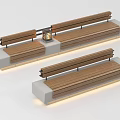 Modern Landscape Benches With Wooden Seats Concrete Bases And Under Seat Lighting