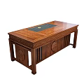 Traditional Style Solid Wood Tea Table with Carved Design Circular Patterns and Built-in Tea Tray 3d model