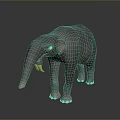 Gray Elephant With Long Trunk And Yellow Tusks Standing On Dark Background 3d model