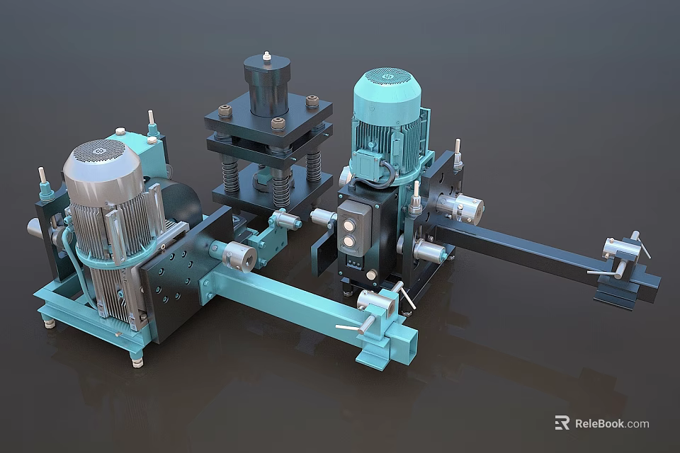 Industrial Equipment With Electric Motors Mechanical Shafts And Control Units 3d model 