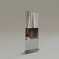 Full Length Floor Mirror With Metal Stand Reflecting Curtain In Modern Room Interior