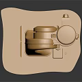 Shiny Golden Metallic Mechanical Component Featuring Turbo Like Structure And Base