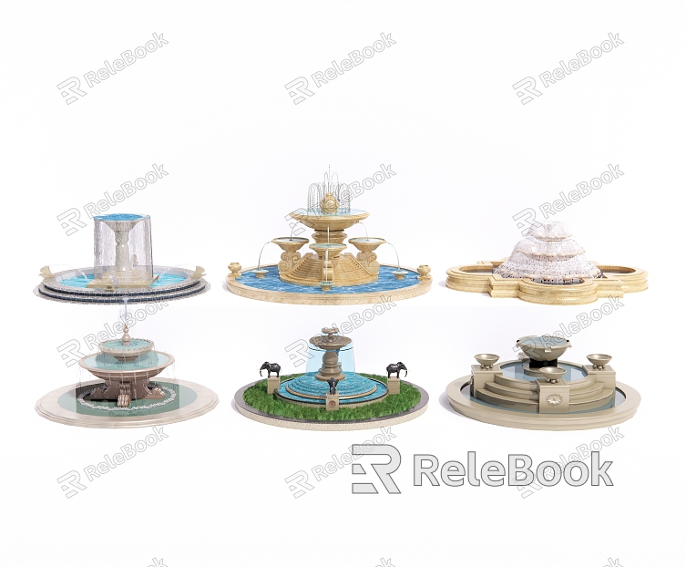 European-style fountain water fountain sketch water bowl waterscape water drop water bowl model