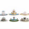 Various Decorative Garden Fountains With Different Ornate Designs And Outdoor Styles