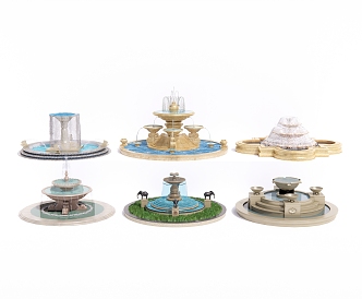 European-style fountain water fountain sketch water bowl waterscape water drop water bowl 3d model