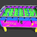 Sizzler Foosball Table With Blue Pink Design Green Tabletop And Yellow Legs
