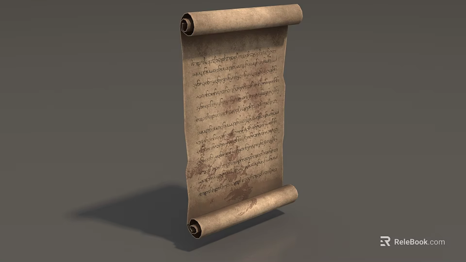 Ancient Scroll With Historical Manuscript And Old Vintage Text Design 3d model 