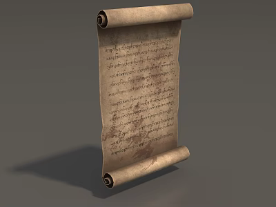 Ancient Scroll With Historical Manuscript And Old Vintage Text Design 3d model