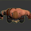Game Movie Character Shirtless Red Haired Bearded Warrior With Tattooed Arms And Leather Apron