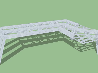 Modern White Geometric Structural Framework With Cross Beams And Support Design 3d model