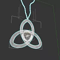 Elegant Silver Triquetra Pendant Necklace with Turquoise Stone and Intertwined Rings