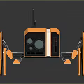 Orange Mechanical Exploration Robot With Camera Lens Antenna And Movable Arms 3d model