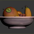 Fresh Mixed Fruits in White Bowl Featuring Banana Peach Kiwi and Apricots