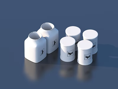 White Lidded Storage Containers For Home Daily Use And Organization 3d model