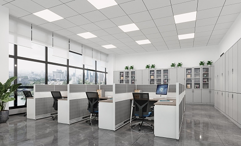 Modern public office area Open office area Financial room 3d model