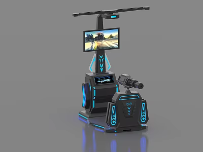 VR Gaming Simulator Console With Screen Camera And Blue Lighting Design 3d model