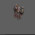 Armored Camel With Decorative Saddle Colorful Blanket Leather Tassels Standing Pose