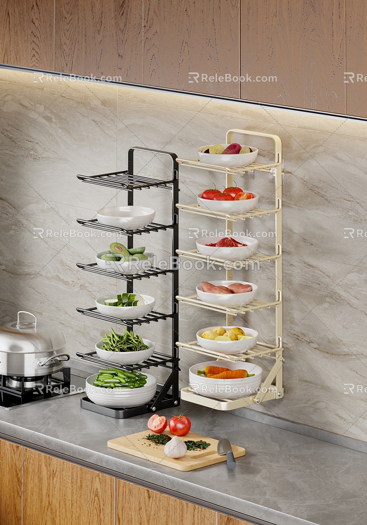 Folding Vegetable Rack Kitchen Storage Rack Dishes Food Vegetables model