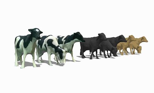 Modern cattle group animals and 3d model