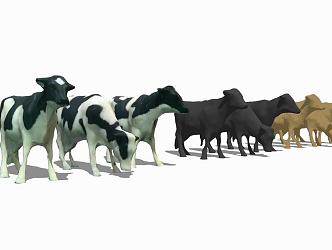 Modern cattle group animals and 3d model