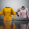 Stylish Yellow Loose Top And Floral Pattern Long Sleeve Blouse