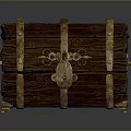 Vintage Wooden Storage Chest With Decorative Metal Straps And Clasp