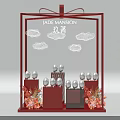 Jade Mansion Real Estate Display With Red Frame Cloud Decorations Silver Spheres And Flowers