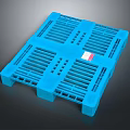 Blue Plastic Pallet with Grid Design and Red Label for Logistics Storage Use 3d model