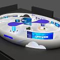 Cloud Business South Data Exhibition Booth With Circular Design And Blue Tech Displays