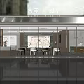 Modern High End Real Estate Sales Office With Full Glass Facade And Elegant Comfortable Interior