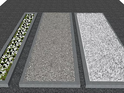 Natural Stone and Wood Materials Showcased in Three Rectangular Display Sections 3d model