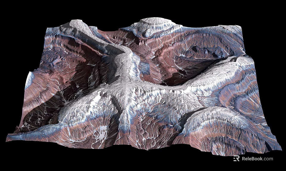 Natural Garden Landscape Design With Mountain Terrain And Textured Surface Features 3d model 