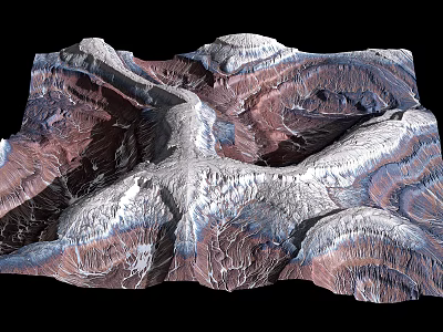 Natural Garden Landscape Design With Mountain Terrain And Textured Surface Features 3d model