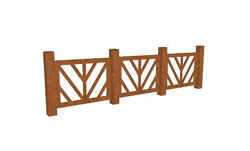 Modern Guardrail Wooden Guardrail 3d model