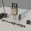 Industrial Equipment Featuring Various Gears Mechanical Parts And Metal Components