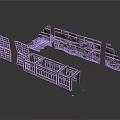 Scene Construction Components With Wall Panels Windowed Partitions And Decorative Structures