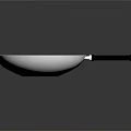 Silver Metal Wok With Black Handle And Shiny Reflective Surface