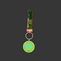 Decorative Golden Circular Household Item With Black Patterned Lanyard And Artistic Details