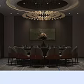 Modern KTV Room Interior With Sofa Coffee Table Chandelier And Blue Lighting