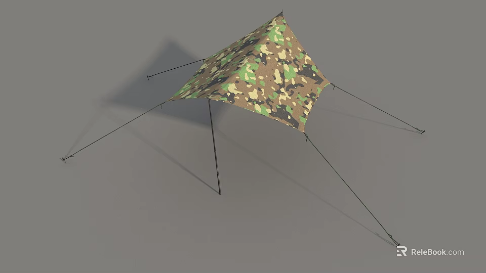 Camouflage Pattern Outdoor Camping Tent With Support Poles And Triangle Design 3d model