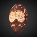 Traditional Handcrafted African Tribal Mask With Brown Geometric Patterns And Perforated Details
