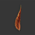 Single Vibrant Orange Feather Hair With Detailed Texture And Gloss On White Background
